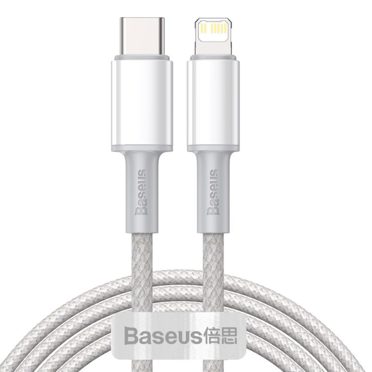 Baseus Cavo USB-C Lightning 2m Bianco 20W PD High Density Braided Baseus Cavo USB-C Lightning 2m Bianco 20W PD High Density Braided