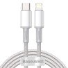 Baseus Cavo USB-C Lightning 2m Bianco 20W PD High Density Braided