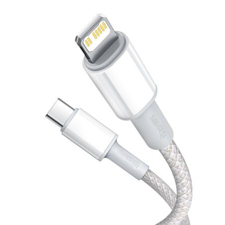 Baseus Cavo USB-C Lightning 2m Bianco 20W PD High Density Braided