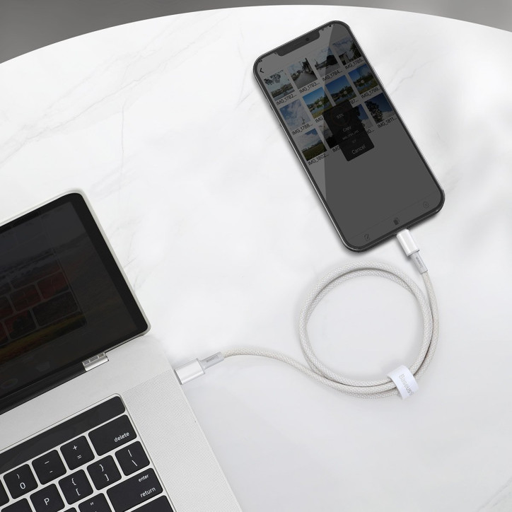 Baseus Cavo USB-C Lightning 2m Bianco 20W PD High Density Braided Baseus Cavo USB-C Lightning 2m Bianco 20W PD High Density Braided