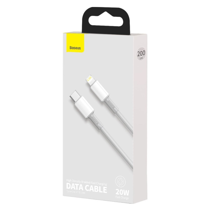 Baseus Cavo USB-C Lightning 2m Bianco 20W PD High Density Braided Baseus Cavo USB-C Lightning 2m Bianco 20W PD High Density Braided