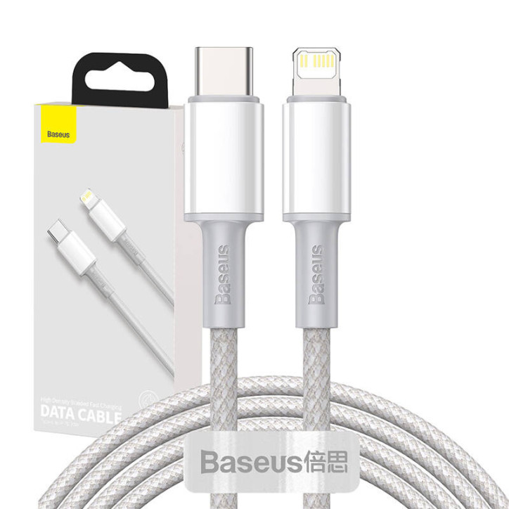 Baseus Cavo USB-C Lightning 2m Bianco 20W PD High Density Braided Baseus Cavo USB-C Lightning 2m Bianco 20W PD High Density Braided