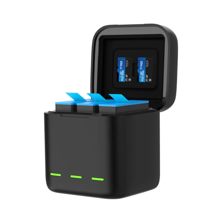 Telesin Caricatore 3 Slot con Batterie per GoPro Hero 12/11/10/9 Telesin Caricatore 3 Slot con Batterie per GoPro Hero 12/11/10/9