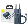 Baseus Super Si Quick Charger 1C 20W Caricatore USB-C con cavo Lightning 1m Blu