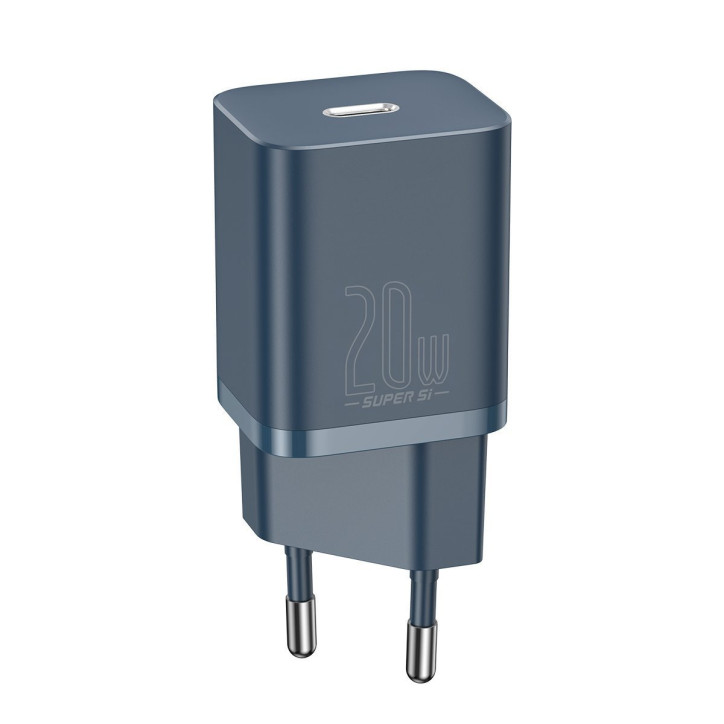 Baseus Super Si Quick Charger 1C 20W Caricatore USB-C con cavo Lightning 1m Blu Baseus Super Si Quick Charger 1C 20W Caricatore USB-C con cavo Lightning 1m Blu