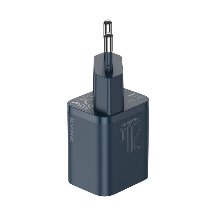 Baseus Super Si Quick Charger 1C 20W Caricatore USB-C con cavo Lightning 1m Blu Baseus Super Si Quick Charger 1C 20W Caricatore USB-C con cavo Lightning 1m Blu