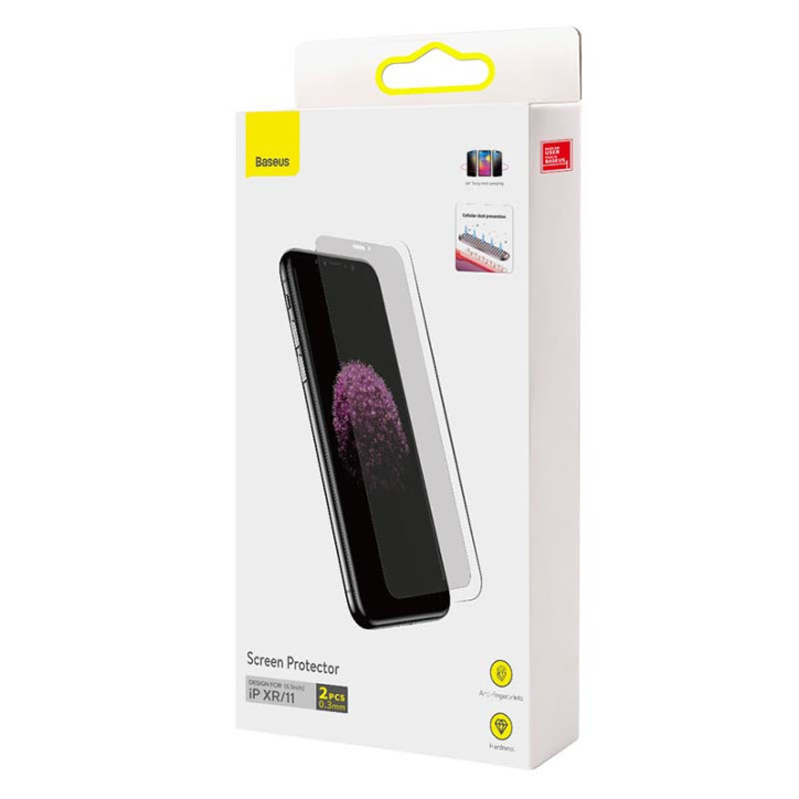 Baseus Pellicola Protettiva Vetro Temperato 2 Pezzi per iPhone XR/11 6.1"