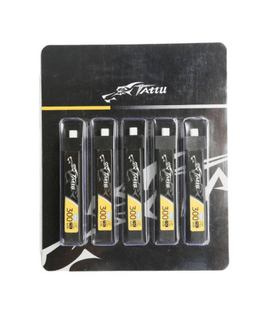 Tattu LiPo 300mAh 3.8V 75C 1S1P HV BT2.0 Batteria (5 pezzi)