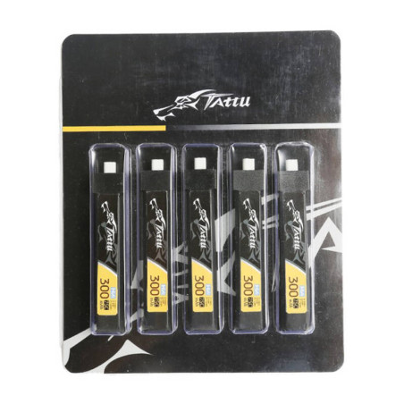 Tattu LiPo 300mAh 3.8V 75C 1S1P HV BT2.0 Batteria (5 pezzi)