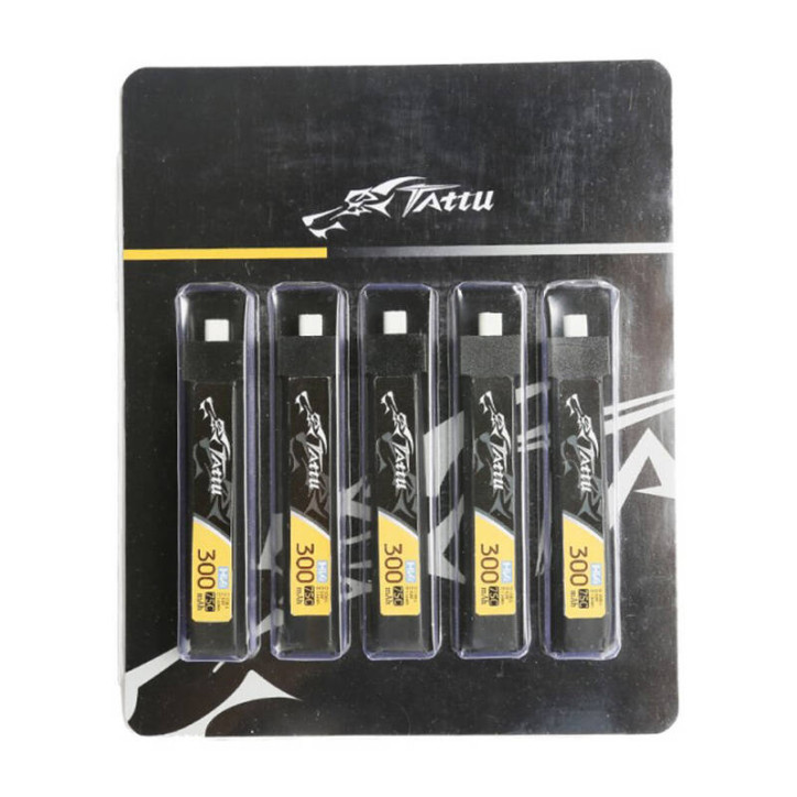 Tattu LiPo 300mAh 3.8V 75C 1S1P HV BT2.0 Batteria (5 pezzi) Tattu LiPo 300mAh 3.8V 75C 1S1P HV BT2.0 Batteria (5 pezzi)
