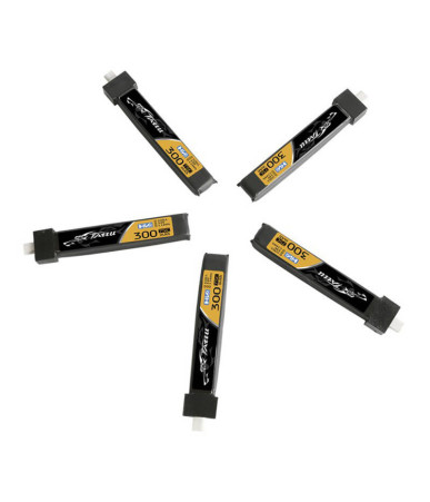 Tattu LiPo 300mAh 3.8V 75C 1S1P HV BT2.0 Batteria (5 pezzi)