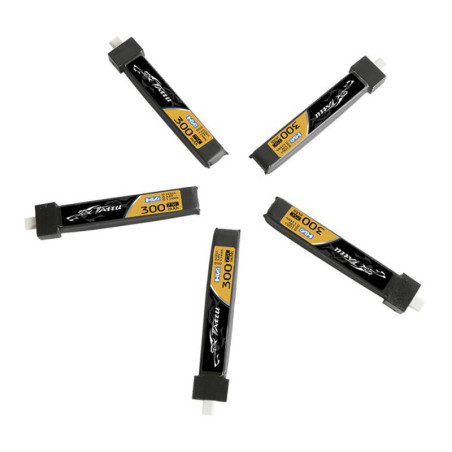 Tattu LiPo 300mAh 3.8V 75C 1S1P HV BT2.0 Batteria (5 pezzi)
