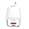 LDNIO A2318M Caricatore da Muro USB-C + USB-A 20W Bianco con cavo USB-C Lightning
