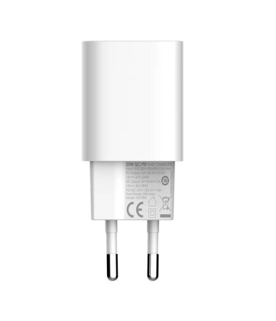 LDNIO A2318M Caricatore da Muro USB-C + USB-A 20W Bianco con cavo USB-C Lightning