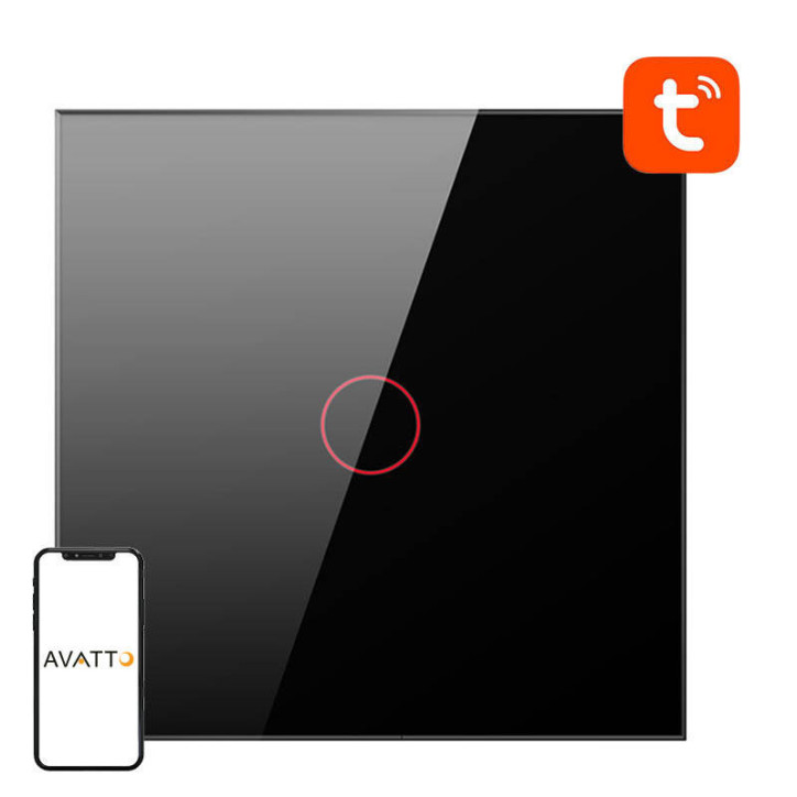Interruttore Smart WiFi Avatto TS02-EU-B1 1 Via TUYA Nero Interruttore Smart WiFi Avatto TS02-EU-B1 1 Via TUYA Nero