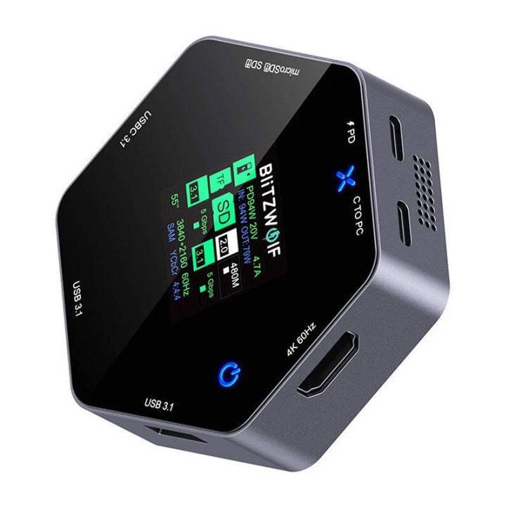 Blitzwolf BW-TH16 Docking Station 8in1 USB-C 100W LCD Smart Display Blitzwolf BW-TH16 Docking Station 8in1 USB-C 100W LCD Smart Display