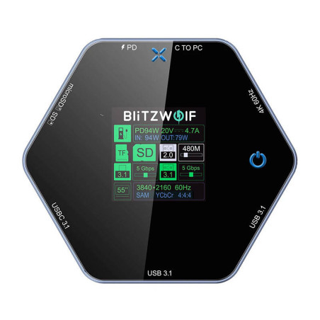 Blitzwolf BW-TH16 Docking Station 8in1 USB-C 100W LCD Smart Display