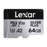 Set 2x Lexar High-Performance Silver Plus microSDXC 64GB con Adattatore