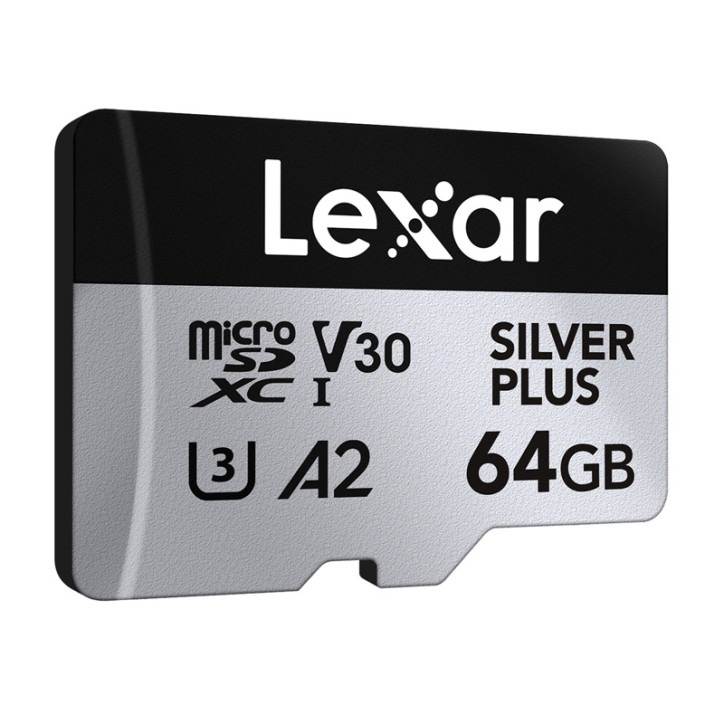 Set 2x Lexar High-Performance Silver Plus microSDXC 64GB con Adattatore