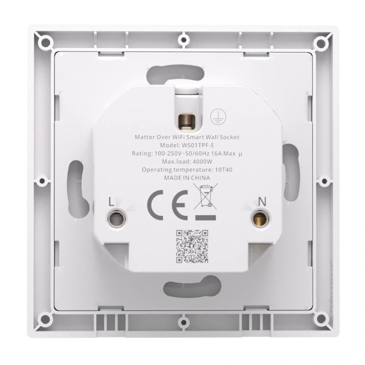Sonoff Presa Smart da Parete WiFi Matter WS01TPF-E Tipo F 16A Monitoraggio Consumi Nero