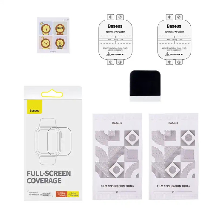 Baseus Pellicola Protettiva 41mm per Apple Watch 7/8 Trasparente