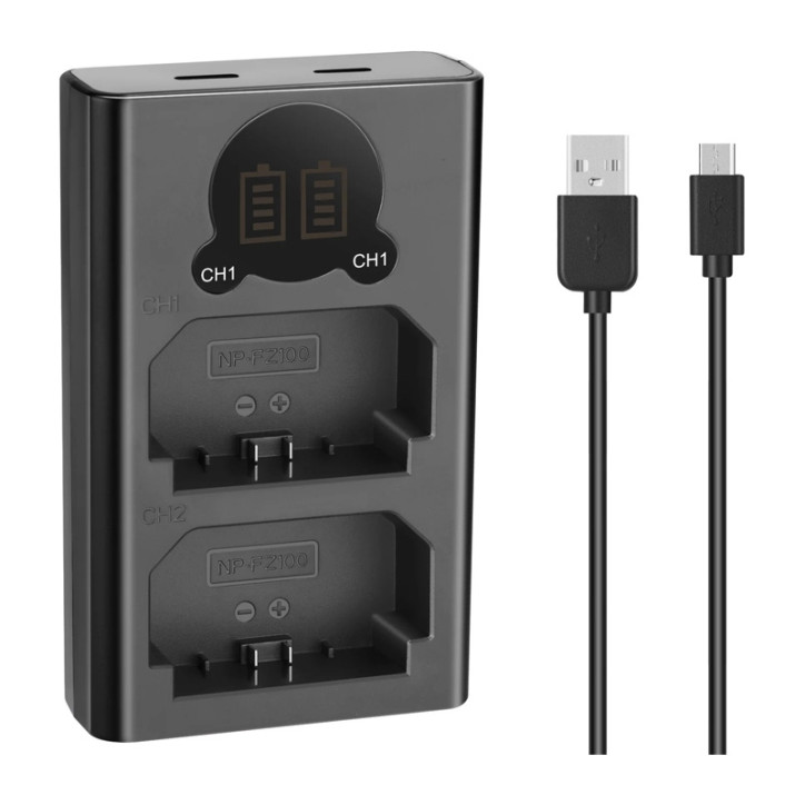 Neewer DL-FZ100 Caricatore Doppio USB per Batterie NP-FZ100