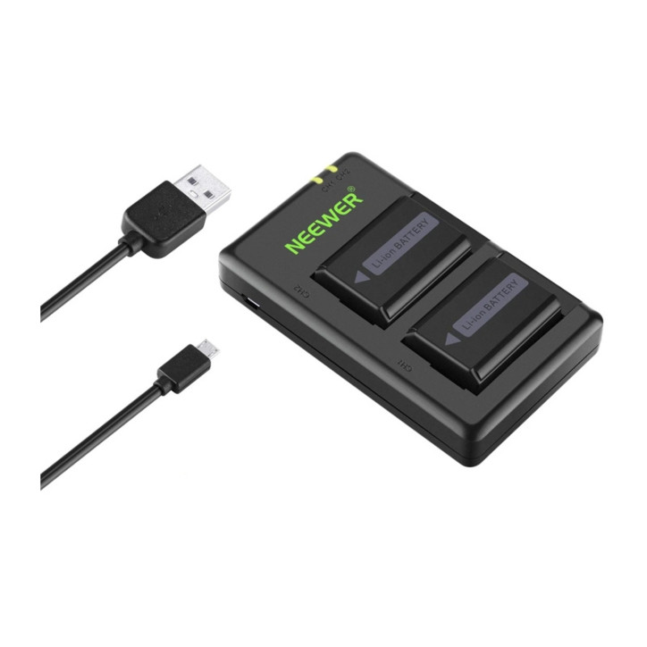 Neewer Set 2 Batterie NP-FW50 e Caricatore USB