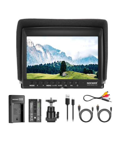 Neewer F100 Monitor Portatile + Caricatore USB + Kit Batteria 7 pollici