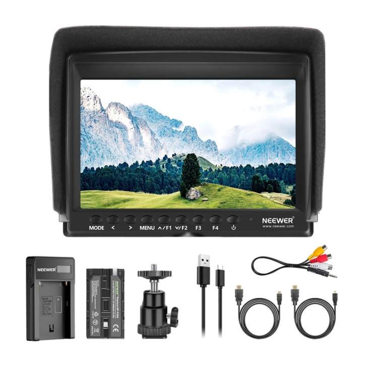 Neewer F100 Monitor Portatile + Caricatore USB + Kit Batteria 7 pollici Neewer F100 Monitor Portatile + Caricatore USB + Kit Batteria 7 pollici