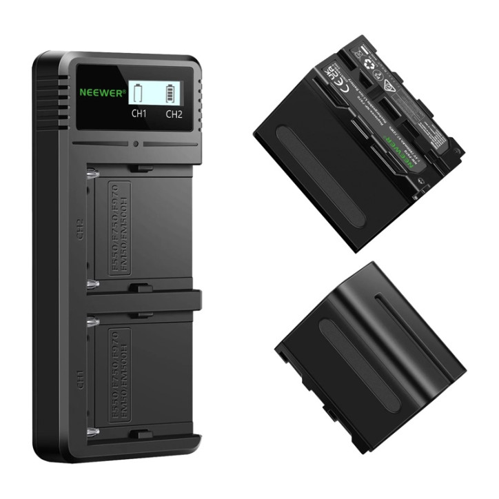 Neewer NW-F970 Set Batterie con Caricatore Doppio Neewer NW-F970 Set Batterie con Caricatore Doppio