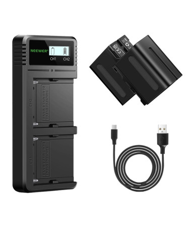 NEEWER 2-Pack Battery Set with Charger