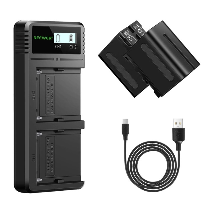 Neewer NW-F970 Set Batterie con Caricatore Doppio Neewer NW-F970 Set Batterie con Caricatore Doppio