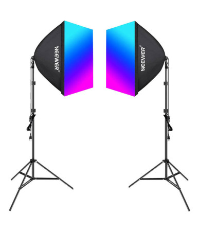 Neewer NK800 Kit 2 Softbox RGB 24W 2700-6500K con Tripodi e Barndoors