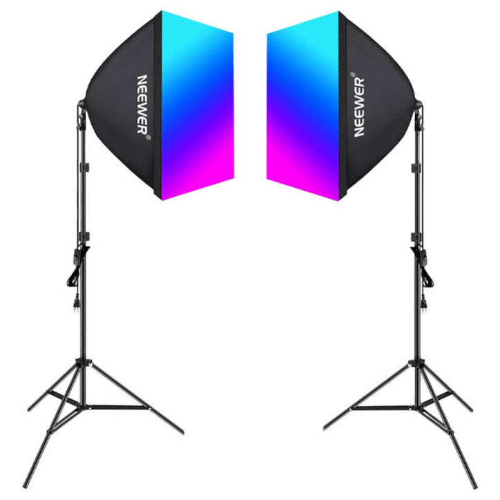 Neewer NK800 Kit 2 Softbox RGB 24W 2700-6500K con Tripodi e Barndoors