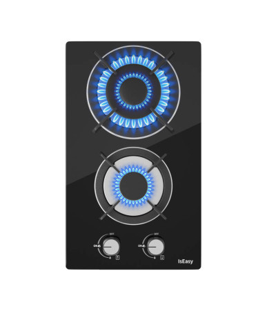 IsEasy MGBG-312A Piano Cottura a Gas 2 Fuochi Vetro Nero