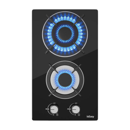 IsEasy MGBG-312A Piano Cottura a Gas 2 Fuochi Vetro Nero