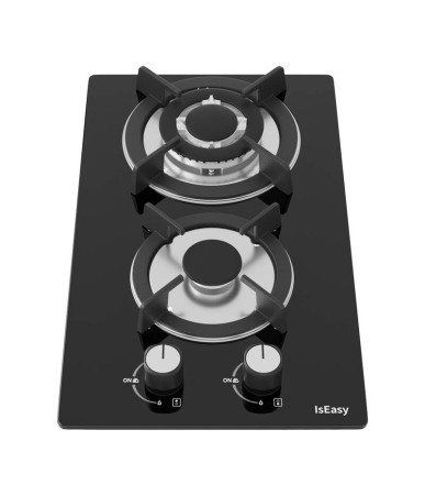 IsEasy MGBG-312A Piano Cottura a Gas 2 Fuochi Vetro Nero
