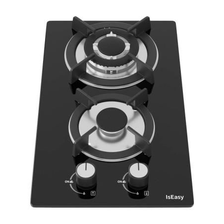 IsEasy MGBG-312A Piano Cottura a Gas 2 Fuochi Vetro Nero