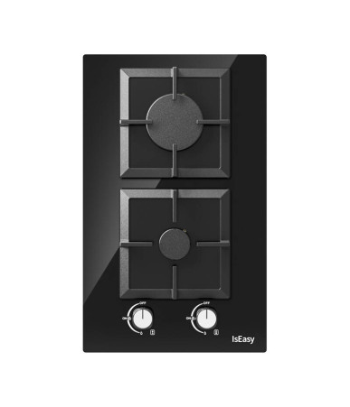 IsEasy MGBG-312S2C Piano Cottura Gas 2 Fuochi Vetro Nero