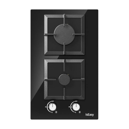 IsEasy MGBG-312S2C Piano Cottura Gas 2 Fuochi Vetro Nero