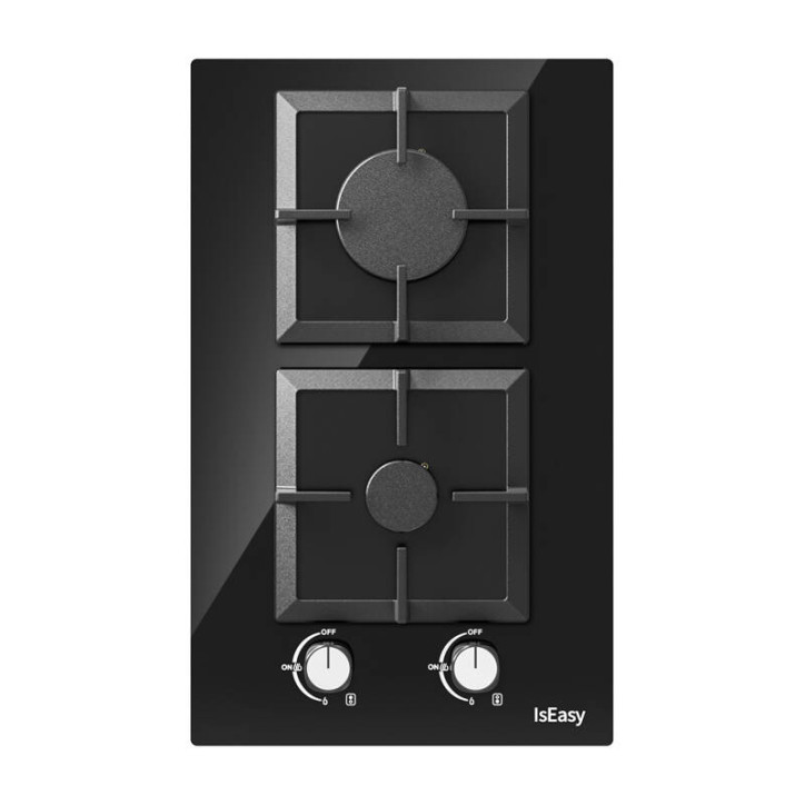 IsEasy MGBG-312S2C Piano Cottura Gas 2 Fuochi Vetro Nero IsEasy MGBG-312S2C Piano Cottura Gas 2 Fuochi Vetro Nero
