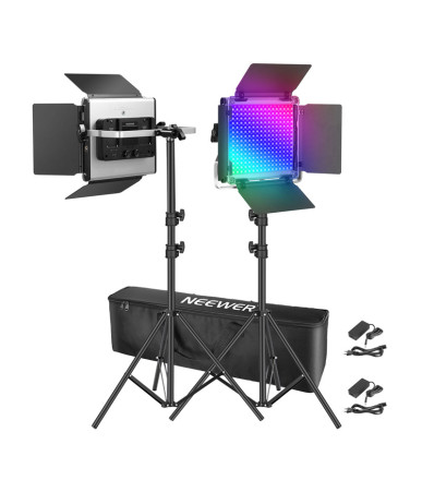 Neewer 2x660 PRO II Kit Luci LED RGB 2x Stativi 200cm