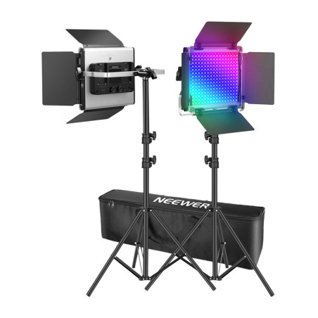 Neewer 2x660 PRO II Kit Luci LED RGB 2x Stativi 200cm