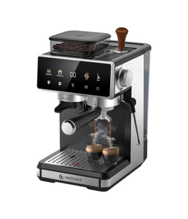 AMZCHEF CE-CM5560-SV Macchina da Caffè Espresso con Macinacaffè Integrato (Argento)