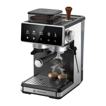 AMZCHEF CE-CM5560-SV Macchina da Caffè Espresso con Macinacaffè Integrato (Argento)