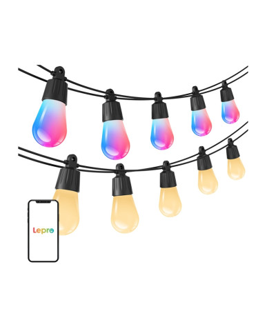 LEPRO ZB1-15 Luci Stringa Wi-Fi 15m RGB+IC Bianco Caldo