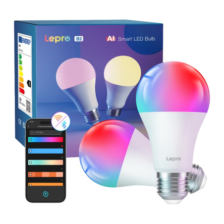 LEPRO B2-2 E27 Wi-Fi LED Bulb 1100lm Bianco 2 Pezzi