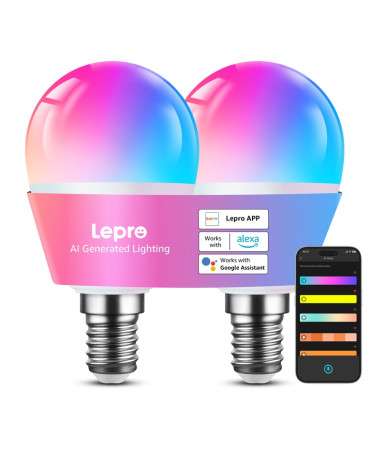 LEPRO BP1-2 E14 LED Lampadina Smart Bluetooth Wi-Fi 470 lm Confezione da 2