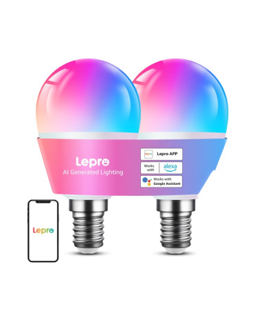 LEPRO BP1-2 E14 LED Lampadina Smart Bluetooth Wi-Fi 470 lm Confezione da 2