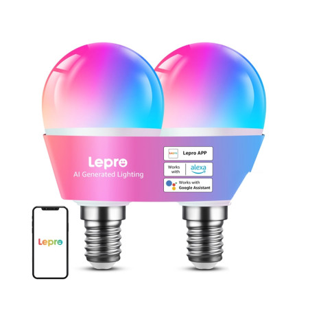 LEPRO BP1-2 E14 LED Lampadina Smart Bluetooth Wi-Fi 470 lm Confezione da 2